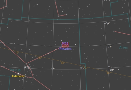 M45 Pleiades FindingChart
